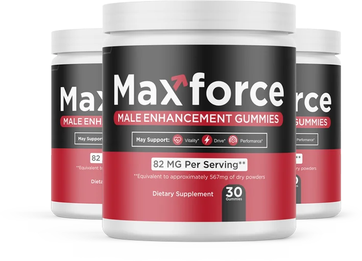 Max Force men's wellness gummies three-bottle package